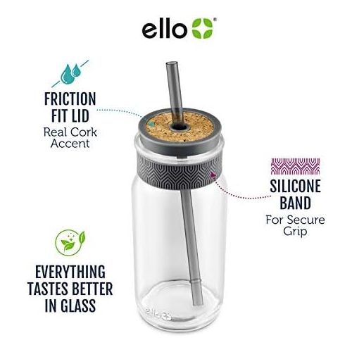  [아마존베스트]Ello Kella Glass Tumbler with Straw