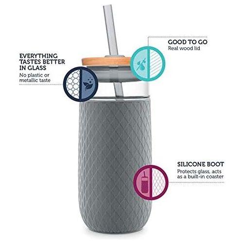  [아마존베스트]Ello Devon Glass Tumbler with Silicone Sleeve