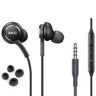 OEM ElloGear Earbuds Stereo Headphones for Samsung Galaxy S10 S10e Plus Cable - Designed by AKG - with Microphone and Volume Buttons (Black)