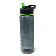 ElloGear Sports Water Bottle - BPA Free, Tritan with Flip Straw Top, Great for Bike Rides, Camping Outdoor, Travel, Fitness Gym, Yoga, and Work - Spill Resist - 24oz (Green/Clear B