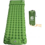 ElloGear Camping Self-Inflating Air Sleeping Pad Mat Foot Pump with Pillow, Great Compact Air Sleeping Pad for Tent Travel, Backpacking, Hiking, Sleeping Over (Green)