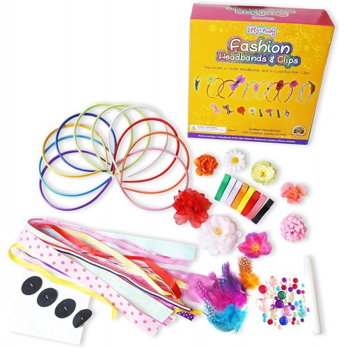  [아마존베스트]Elly & Andy 18 Fashion Headbands & Hair Clips for Girls Jewelry Making Kit - Best Gift for Girls Ages 3, 4, 5, 6, and 7 - DIY Headbands Kit Great for Creative Arts and Crafts Party