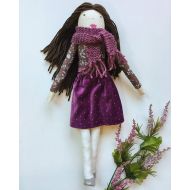 ElmCottageStudio Violet Handmade Doll Fabric Cloth Doll Valentines Day Gift Toddler Baby Toy Doll RTS OOAK