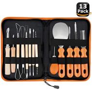 [아마존 핫딜]  [아마존핫딜]Halloween Pumpkin Carving Tools,Elmchee Halloween Jack-O-Lanterns 13 Piece Professional pumpkin cutting supplies tools Kit stainless steel lengthening and thickening