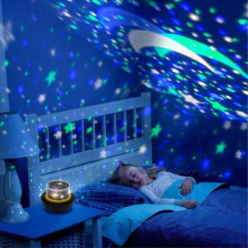  [아마존베스트]Elmchee Star Night Light for Kids, Universe Night Light Projection Lamp, Romantic Star Sea Birthday New Projector lamp for Bedroom - 3 Sets of Film