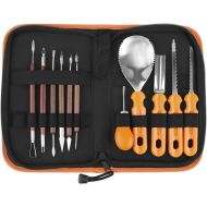 Halloween Pumpkin Carving Tools Kit,Elmchee Halloween Jack-O-Lanterns 11 Piece Professional pumpkin cutting supplies tools Kit stainless steel lengthening and thickening with Handb