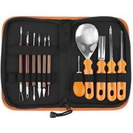 [아마존베스트]Halloween Pumpkin Carving Tools Kit,Elmchee Halloween Jack-O-Lanterns 11 Piece Professional pumpkin cutting supplies tools Kit stainless steel lengthening and thickening with Handb