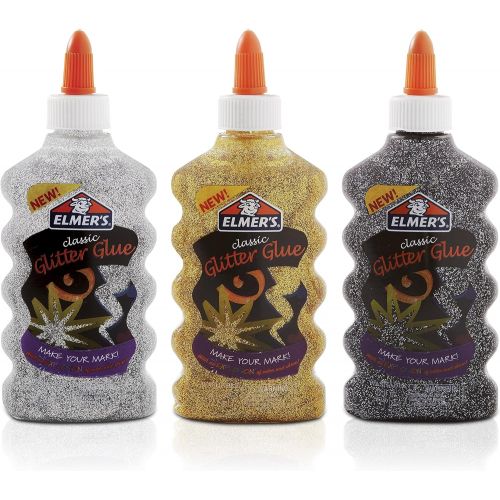  [아마존베스트]Elmers Liquid Glitter Glue, Washable, Assorted Colors, 6 Ounces, 3 Count - Great for Making Slime - 2046215