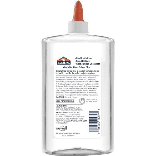  [아마존베스트]Elmers Liquid School Glue, Clear, Washable, 16 Ounces - Great for Making Slime