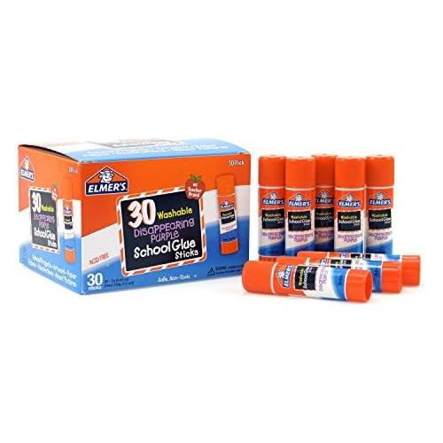  [아마존베스트]Elmers Glue Sticks, .24oz, 30/BX, Purple Dries Clear