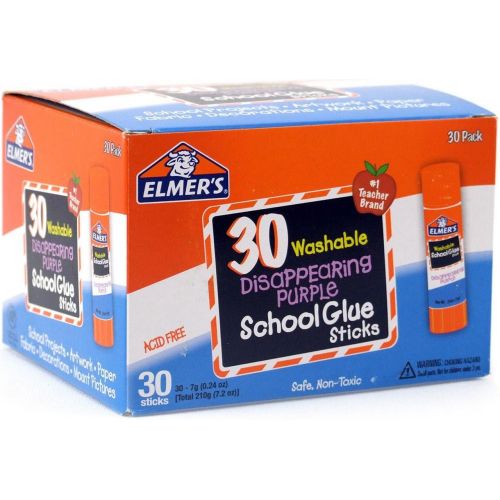  [아마존베스트]Elmers Glue Sticks, .24oz, 30/BX, Purple Dries Clear