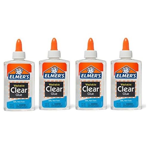  [아마존베스트]Elmers Liquid School Glue, Clear, Washable, 5 Ounces, 4 Count - Great for Making Slime