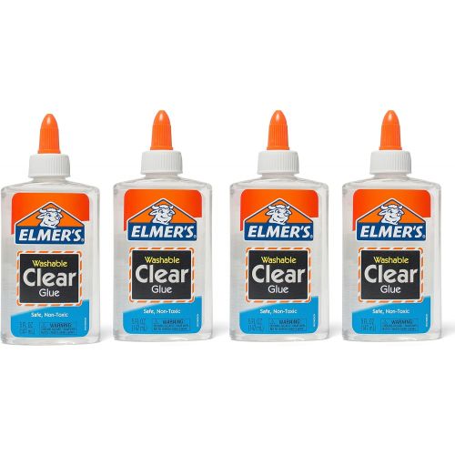  [아마존베스트]Elmers Liquid School Glue, Clear, Washable, 5 Ounces, 4 Count - Great for Making Slime