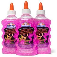 [아마존베스트]Elmers Liquid Glitter Glue, Washable, Pink, 6 Ounces, 3 Count - Great for Making Slime