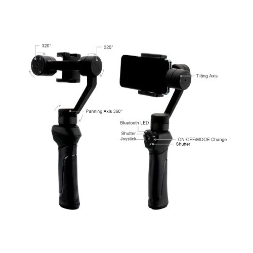  eloam 3-Axis Gimbal Stabilizer Panorama Shooting for Camera Smartphone like Gopro Dslr iPhone X 6S 7S 8 Plus Samsung Galaxy S8+ S7 S6 S5 Handheld Motorized