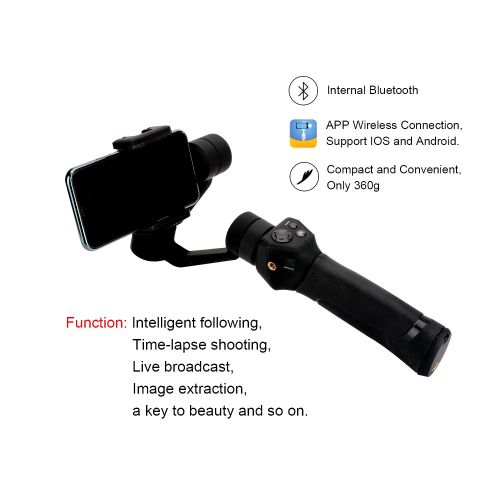  eloam 3-Axis Gimbal Stabilizer Panorama Shooting for Camera Smartphone like Gopro Dslr iPhone X 6S 7S 8 Plus Samsung Galaxy S8+ S7 S6 S5 Handheld Motorized