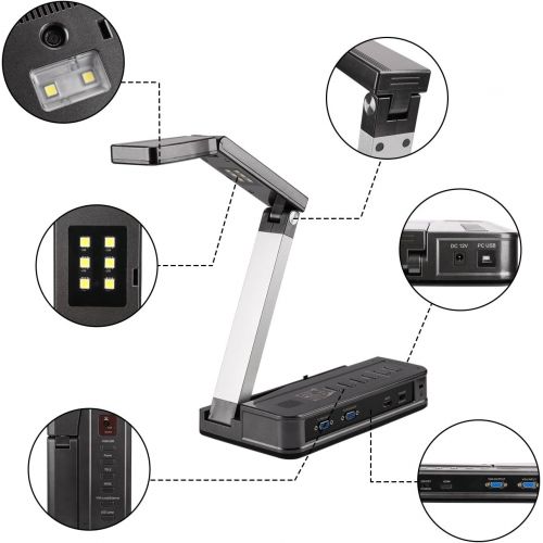  [아마존베스트]eloam Portable Document Camera HDMI, VGA Port， OCR Visual Presenter for Office,School,Meeting,Training, Labs Presentation