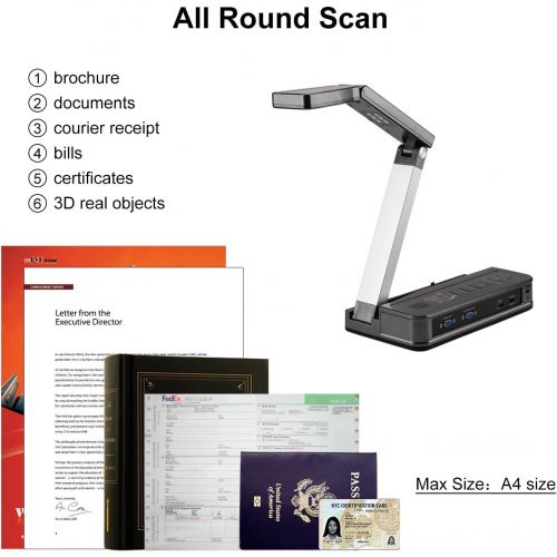  [아마존베스트]eloam Portable Document Camera HDMI, VGA Port， OCR Visual Presenter for Office,School,Meeting,Training, Labs Presentation