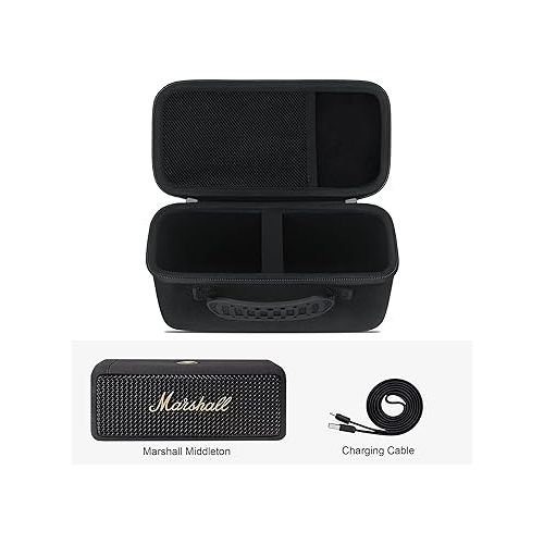  Carrying Case ?for Marshall Middleton Portable Bluetooth Speaker, Wireless Speaker Travel Protective Bag Storage Cover, Extra Mesh Pocket Fits Charging Cable, Black
