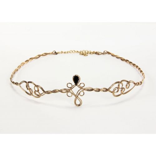  Elope Circlet Crown Headpiece in Gold with Black Jewels