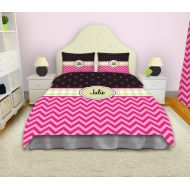 EloquentInnovations Kids Comforters, Chevron Bedding, Teen Comforter Sets, Pink Bedding, Personalized Comforter, Polka Dot Bedding, king queen/full twin xl #73