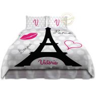/EloquentInnovations Bed Comforter Sets, Eiffel Tower Bedding, Paris Theme Bedding, Kids Comforters Set, Polka Dot Bedding, Personalized Comforter #79