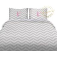 EloquentInnovations Grey and White Chevron Bedding, Chevron Duvet Cover, Preppy Style Bedding, CUSTOM TEXT Bedding, King, Queen, Twin, XL Twin #27