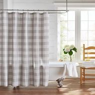 Elrene Home Fashions Farmhouse Living Buffalo Check Fabric Shower Curtain, 72 x 72, Gray/White