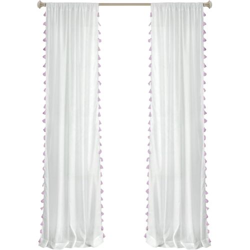  Elrene Home Fashions Rod Pocket Tassel Trim Single Panel Window Curtain Drape, 52x84, White