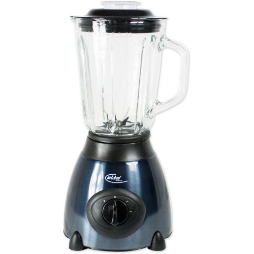  Elta Germany Elta Edelstahl Glas Standmixer (1,5 Liter, Glasgefass, Smoothie-Maker, 500 Watt, 2 Stufen und Turbo Gang, schwarz/blau)