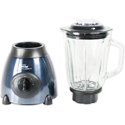  Elta Germany Elta Edelstahl Glas Standmixer (1,5 Liter, Glasgefass, Smoothie-Maker, 500 Watt, 2 Stufen und Turbo Gang, schwarz/blau)