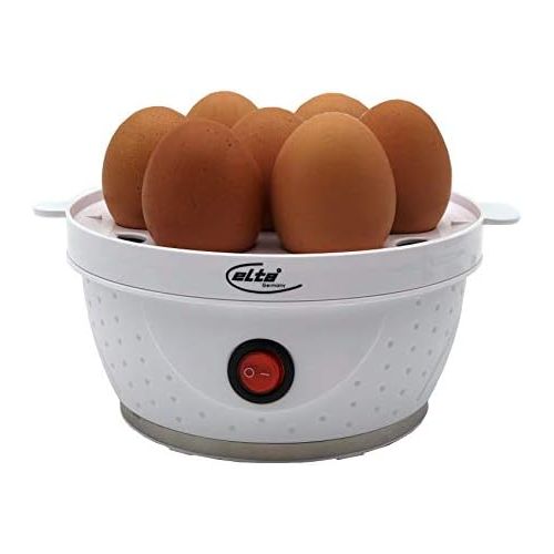  Elta Germany Elta Eierkocher EK-114.1 (360 Watt, fuer bis zu 7 Eier, inklusive Eierstecher und Messbecher, integriertes Edelstahl Heizelement, weiss)