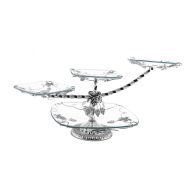Eltahan 4 Tier Crystal Glass Serving Platter - Silver- Perfect for Cakes, Desserts and Appetizers Home Decoration (Silver)