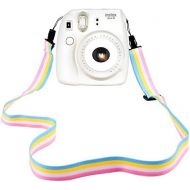 [아마존베스트]Elvam Camera Neck Shoulder Strap Belt in Rainbow Blue Yellow White Pink Color for Digital Camera / Fujifilm Instax Camera Mini 9 / Mini 8 / Mini 8+ / Mini 7s / Mini 25 / Mini 50s /