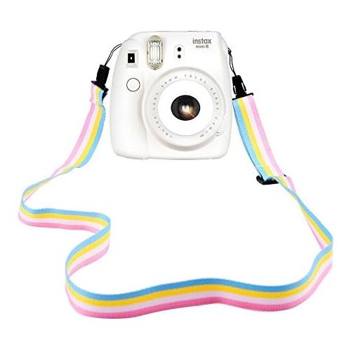  [아마존베스트]Elvam Camera Neck Shoulder Strap Belt in Rainbow Blue Yellow White Pink Color for Digital Camera / Fujifilm Instax Camera Mini 9 / Mini 8 / Mini 8+ / Mini 7s / Mini 25 / Mini 50s /