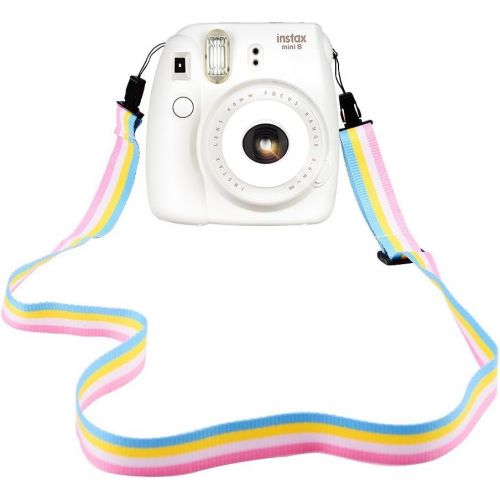  [아마존베스트]Elvam Camera Neck Shoulder Strap Belt in Rainbow Blue Yellow White Pink Color for Digital Camera / Fujifilm Instax Camera Mini 9 / Mini 8 / Mini 8+ / Mini 7s / Mini 25 / Mini 50s /