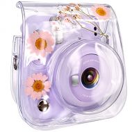 Elvam Camera Case Bag Purse Compatible with Fujifilm Mini 11 / Mini 9 / Mini 8/8+ Instant Camera with Detachable Adjustable Strap - (Pink Flower)