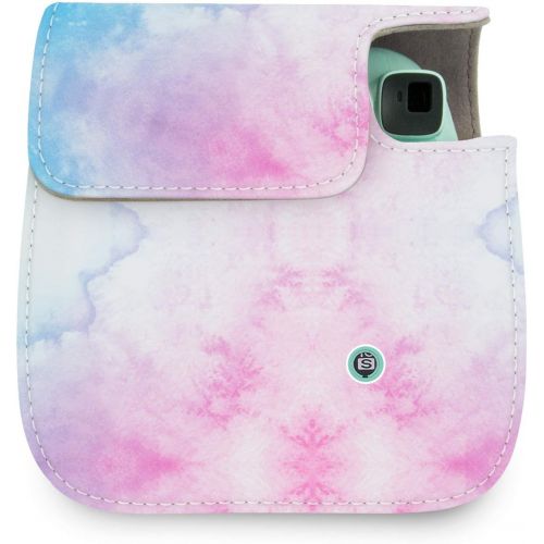  Elvam Camera Case Bag Purse Compatible with Fujifilm Mini 11 Mini 9 Mini 8 / 8+ Instant Camera with Detachable Adjustable Strap - Vintage Pink Blue