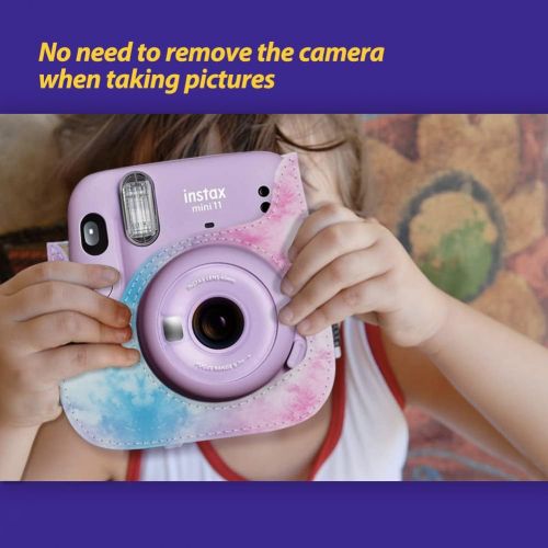  Elvam Camera Case Bag Purse Compatible with Fujifilm Mini 11 Mini 9 Mini 8 / 8+ Instant Camera with Detachable Adjustable Strap - Vintage Pink Blue