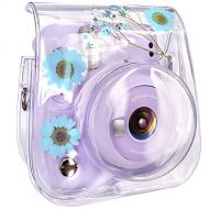 Elvam Camera Case Bag Purse Compatible with Fujifilm Mini 11 / Mini 9 / Mini 8/8+ Instant Camera with Detachable Adjustable Strap - (Blue Flower)