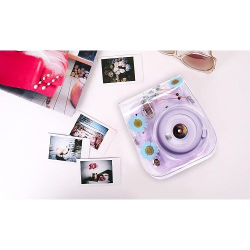  Elvam Camera Case Bag Purse Compatible with Fujifilm Mini 11 / Mini 9 / Mini 8/8+ Instant Camera with Detachable Adjustable Strap - (Blue Flower)