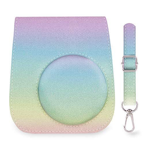  Elvam Camera Case Bag Purse Compatible with Fujifilm Mini 11 Mini 9 Mini 8 / 8+ Instant Camera with Detachable Adjustable Strap - Rainbow