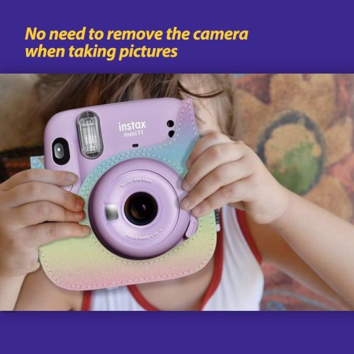  Elvam Camera Case Bag Purse Compatible with Fujifilm Mini 11 Mini 9 Mini 8 / 8+ Instant Camera with Detachable Adjustable Strap - Rainbow