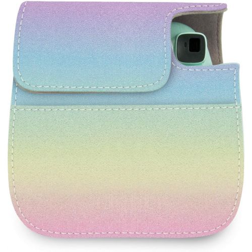  Elvam Camera Case Bag Purse Compatible with Fujifilm Mini 11 Mini 9 Mini 8 / 8+ Instant Camera with Detachable Adjustable Strap - Rainbow