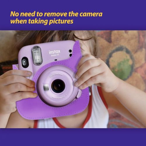  Elvam Camera Case Bag Purse Compatible with Fujifilm Mini 11 / Mini 9 / Mini 8/8+ Instant Camera with Detachable Adjustable Strap - Purple