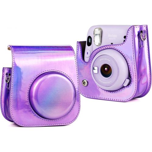  Elvam Camera Case Bag Purse Compatible with Fujifilm Mini 11 / Mini 9 / Mini 8/8+ Instant Camera with Detachable Adjustable Strap - Purple