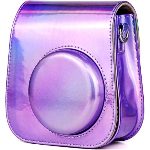  Elvam Camera Case Bag Purse Compatible with Fujifilm Mini 11 / Mini 9 / Mini 8/8+ Instant Camera with Detachable Adjustable Strap - Purple