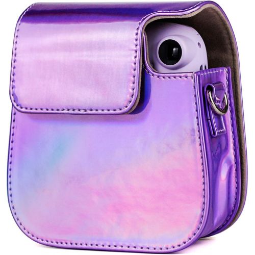  Elvam Camera Case Bag Purse Compatible with Fujifilm Mini 11 / Mini 9 / Mini 8/8+ Instant Camera with Detachable Adjustable Strap - Purple