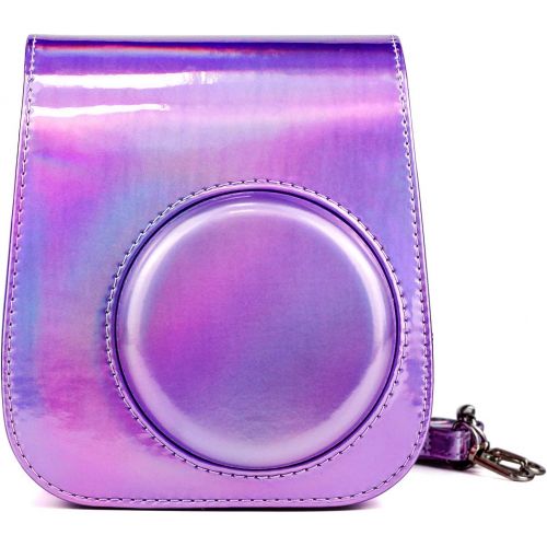  Elvam Camera Case Bag Purse Compatible with Fujifilm Mini 11 / Mini 9 / Mini 8/8+ Instant Camera with Detachable Adjustable Strap - Purple