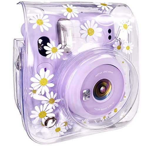  Elvam Camera Case Bag Purse Compatible with Fujifilm Mini 11 / Mini 9 / Mini 8 / 8+ Instant Camera with Detachable Adjustable Strap - (Clear Floral)